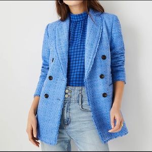 NWT Ann Taylor Fringe Tweed Double Breasted Blazer